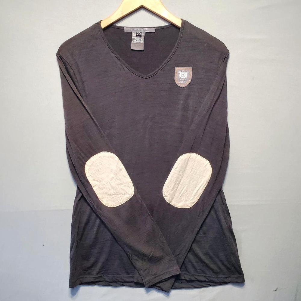 Asmar Equestrian Merino Wool Riding Shirt Womens XL Elbow Patch Equestrian Top